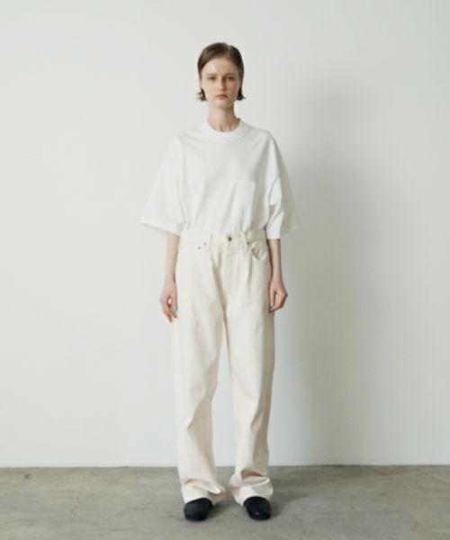 YOKO SAKAMOTO ヨーコサカモト DENIM STRAIGHT PANTS [FADE WHITE