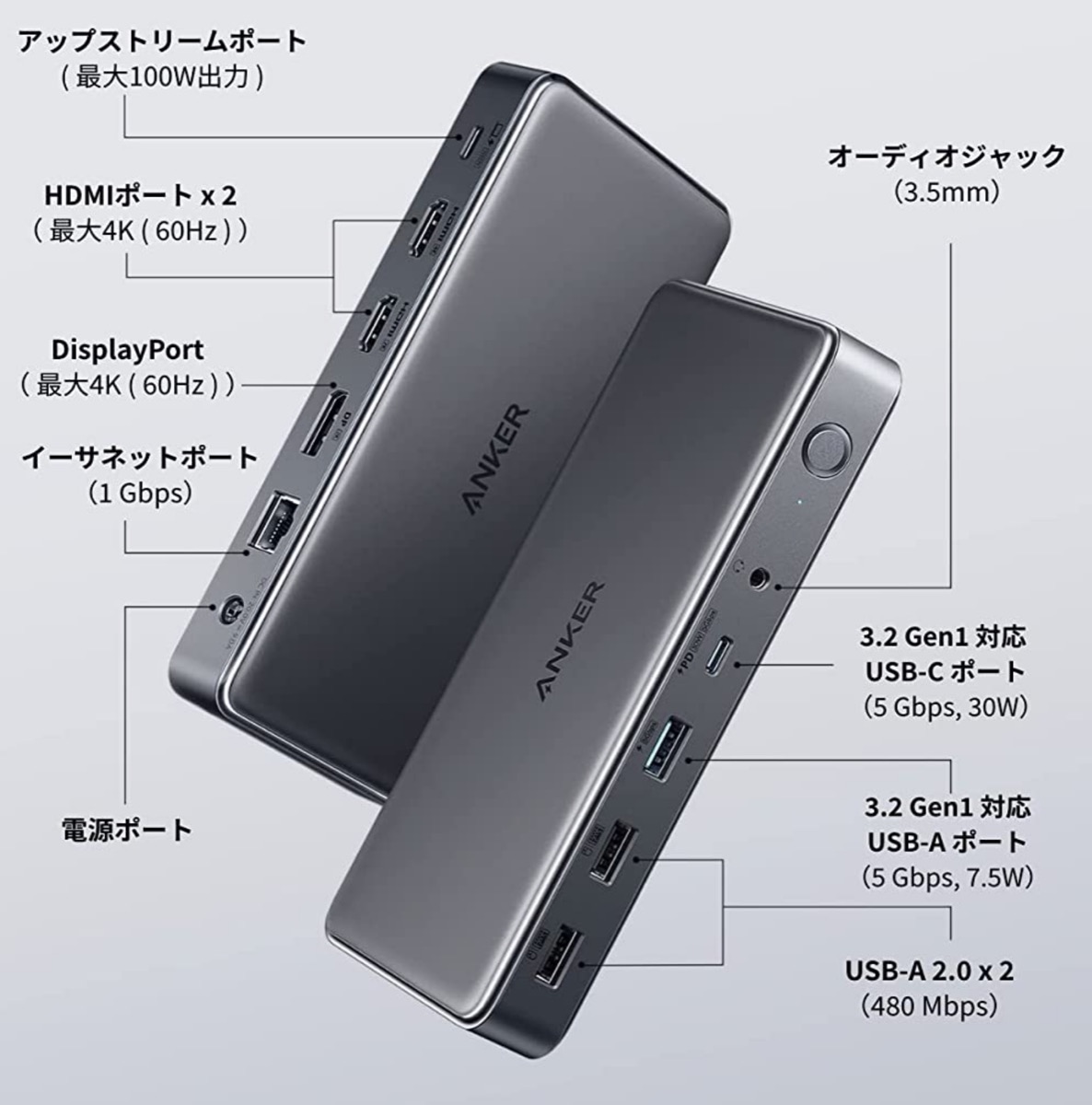 限定数20%オフ]MacBookでも3画面出力可能な「Anker 564 USB-C