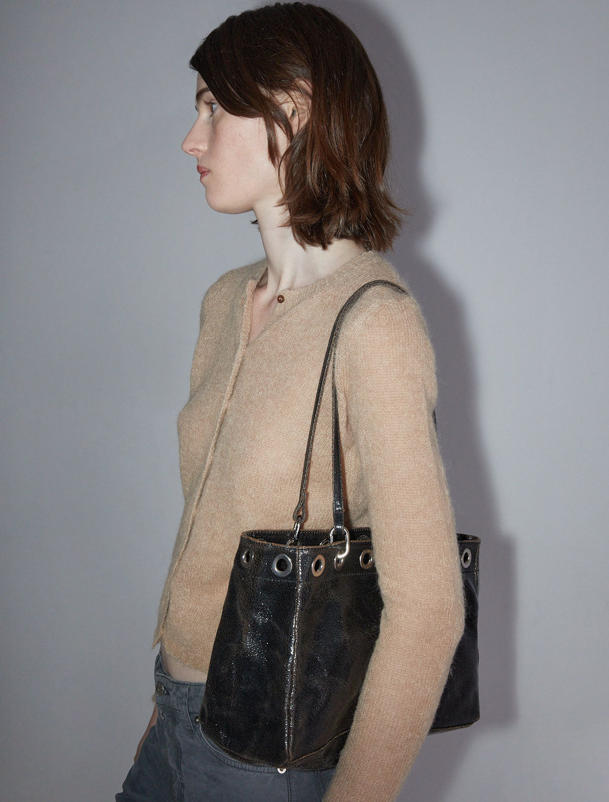 PHILANA-Black shopping bag with multiposition handles – paloma wool