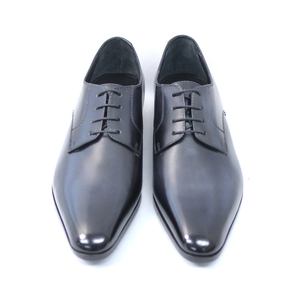 MON MODEL 本革 プレーントゥ ビジネスシューズ 手染めアンティーク黒