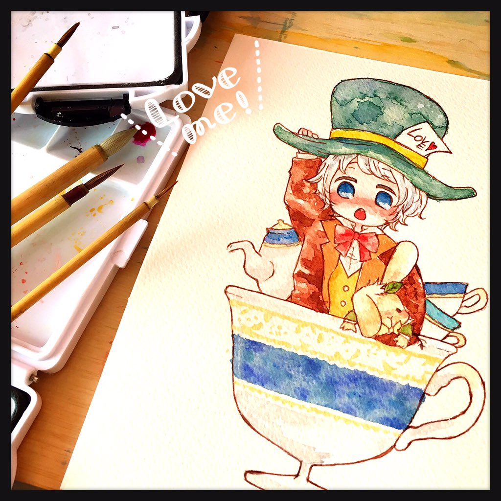 完成しました♡♡(*´◒`*)ステッカーにする予定です＊ 小さな帽子屋