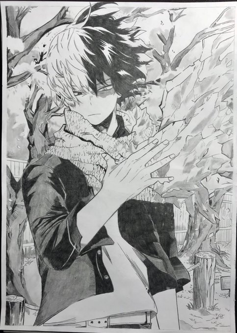 ヒロアカ #轟焦凍 #模写 やっと完成いたしました…桜の季節がそろそろ