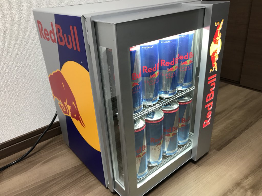 Red Bull 小型冷蔵庫 ガラス扉 2段 レッブル Red Bull 小型冷蔵庫