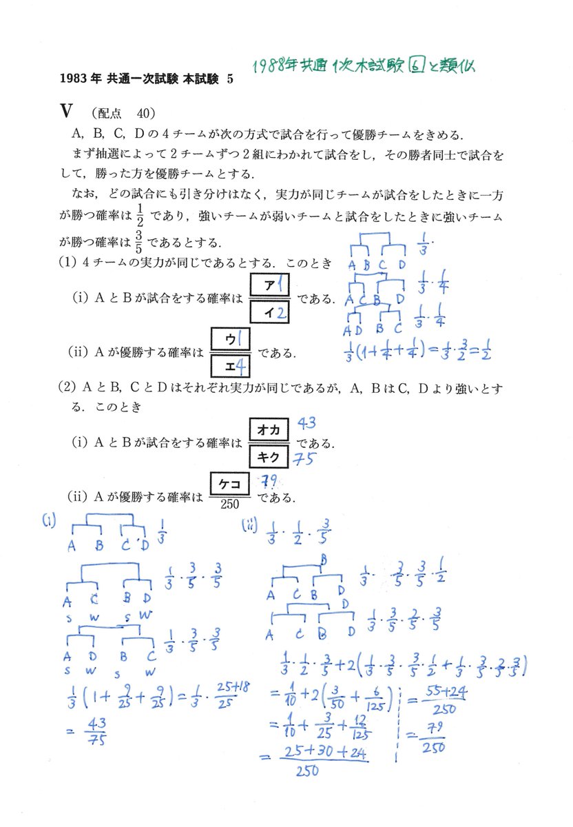 1枚目の画像は1983年の共通一次，2枚目の画像は2017年のセンター試験