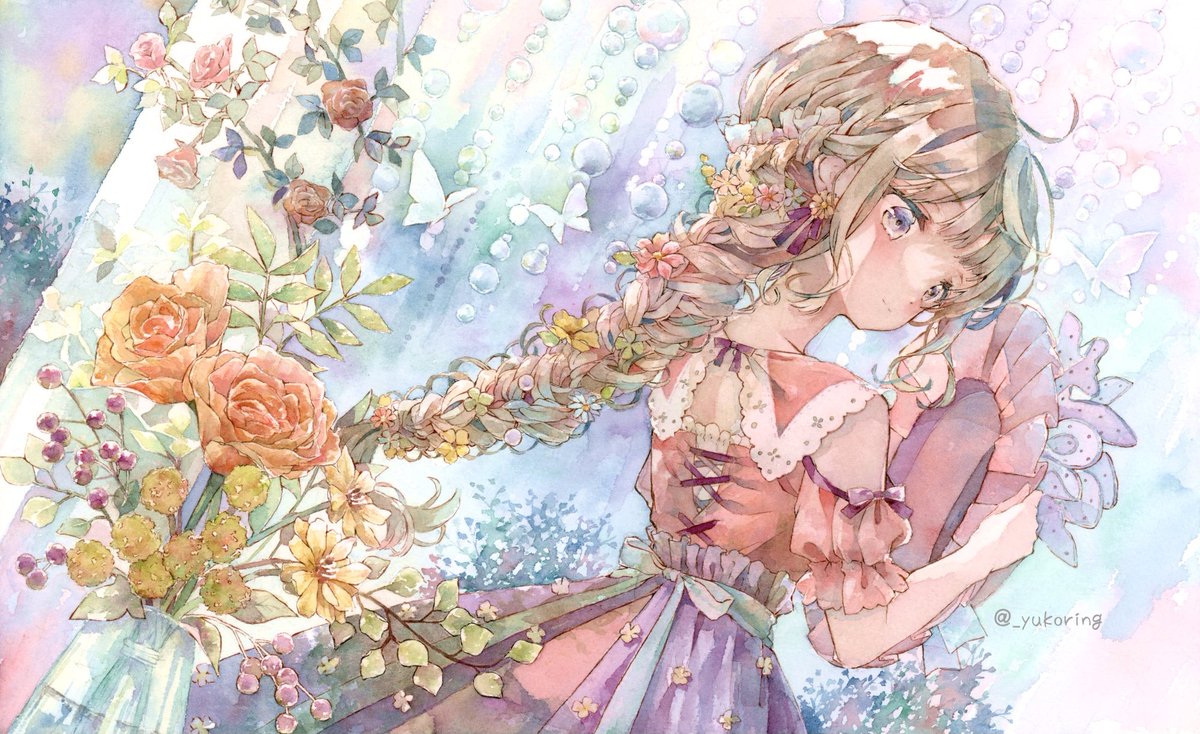 2021年自分が選ぶ今年上半期の4枚 下半期も女の子とお花の水彩イラスト