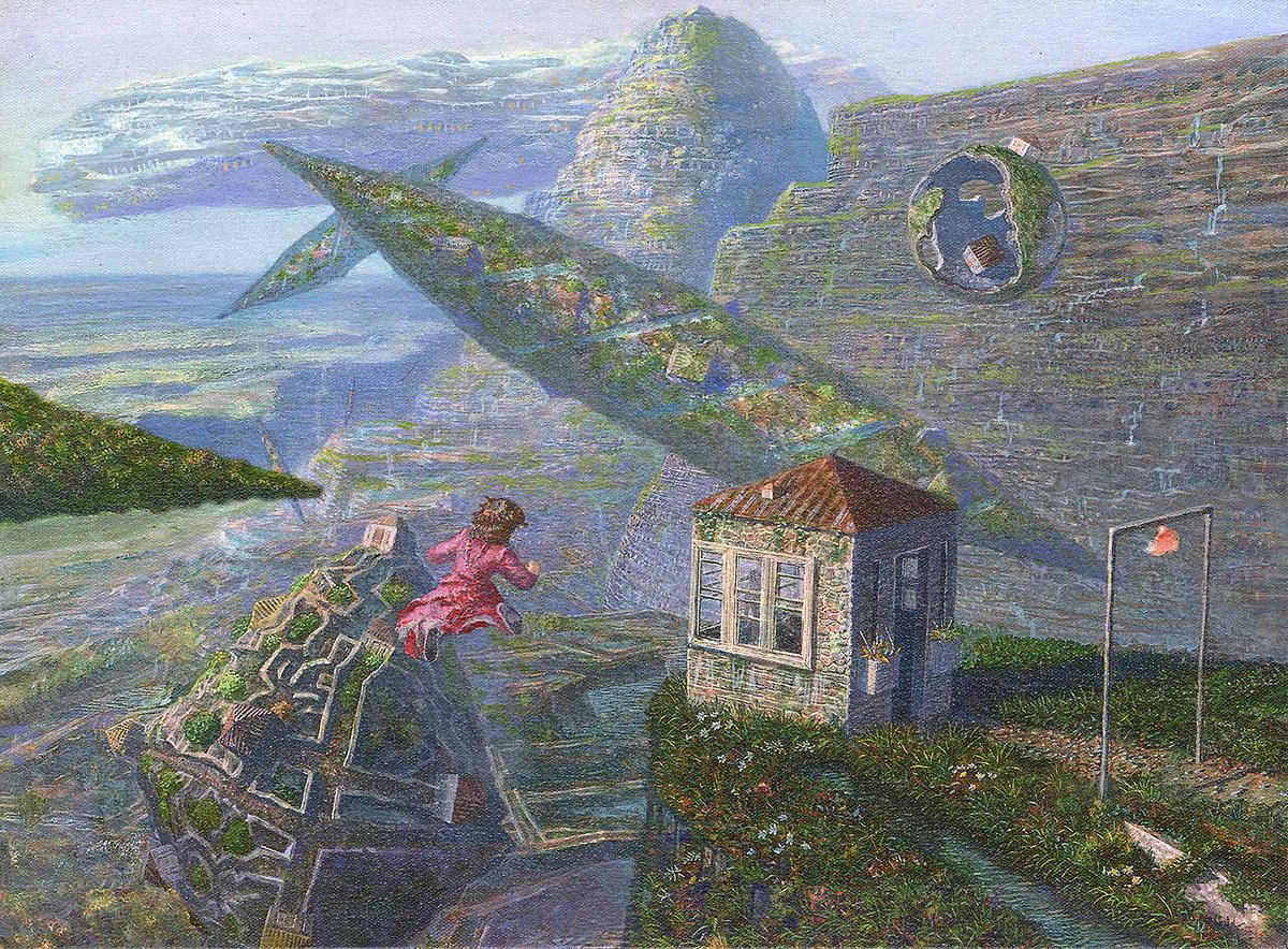 上昇気流2021』のカンバスプリント、空に浮かぶ星や何かを変えてある