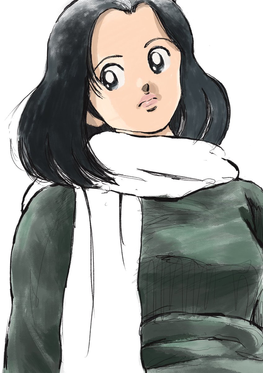 あだち充描いてみたシリーズ② もうマフラーもおしまいですね #あだち