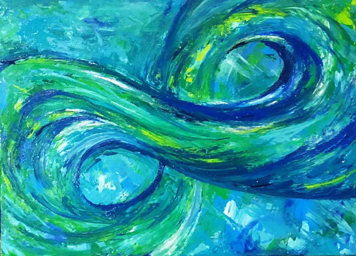 自然と生き」 F4号 3日 #painting #油絵 #抽象画 #イ」|けんしん@半年待っ