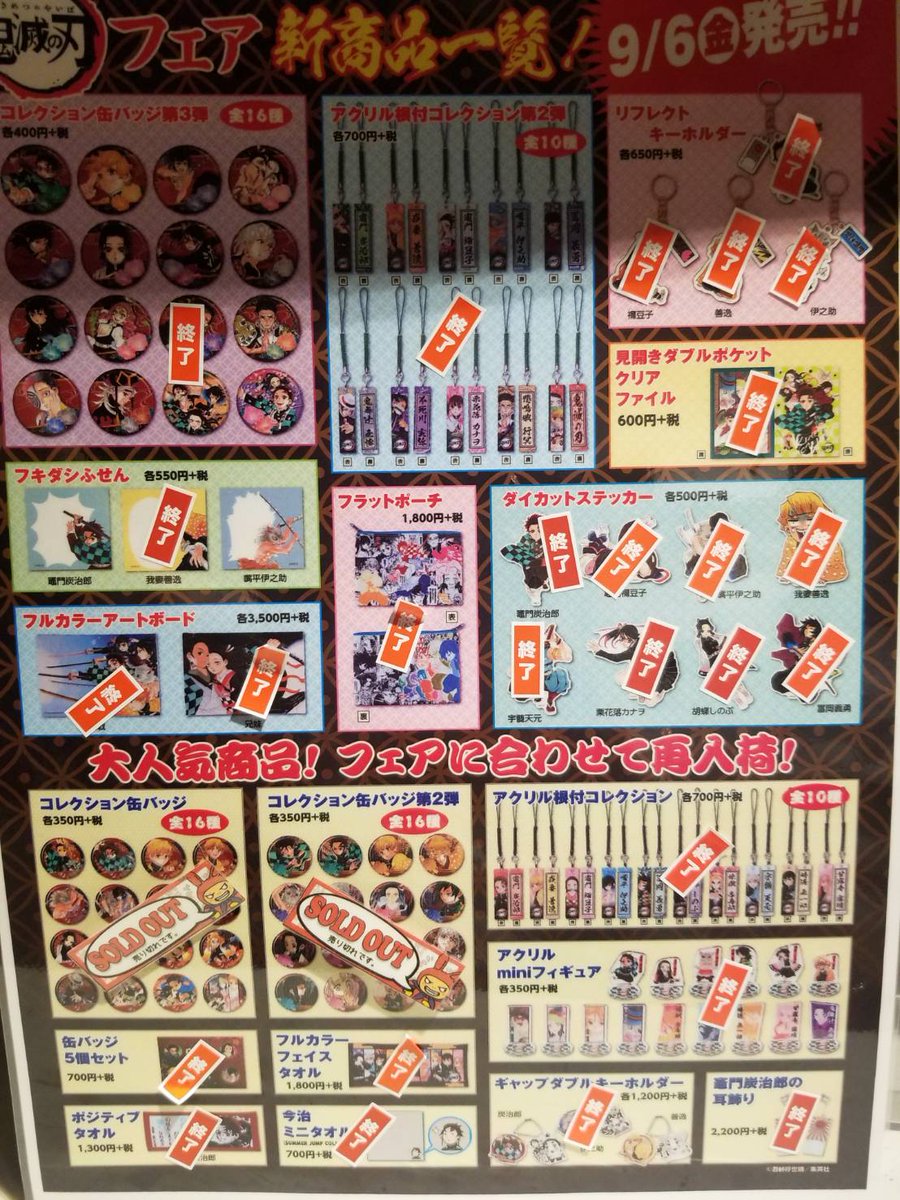 ☆『鬼滅の刃』フェア在庫状況☆ JUMP SHOP大阪梅田店の在庫状況は