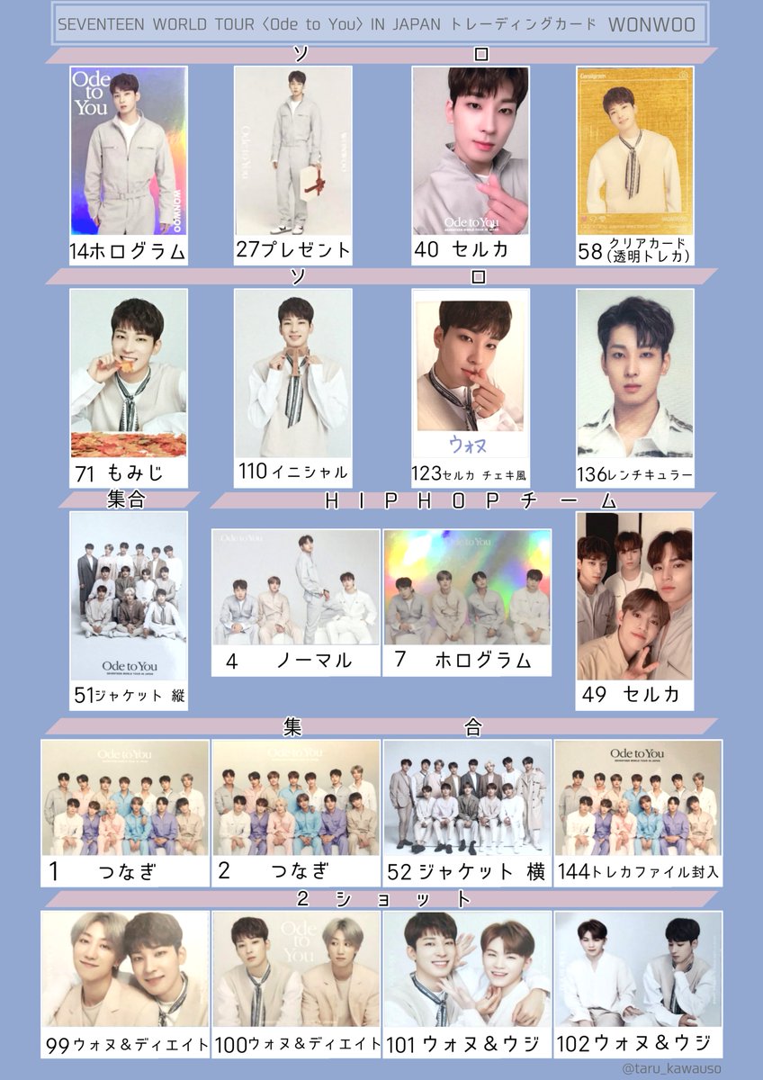 SEVENTEEN ODE TO YOU セブチ ジュン ホシ ウォヌ ウジ トレカ一覧