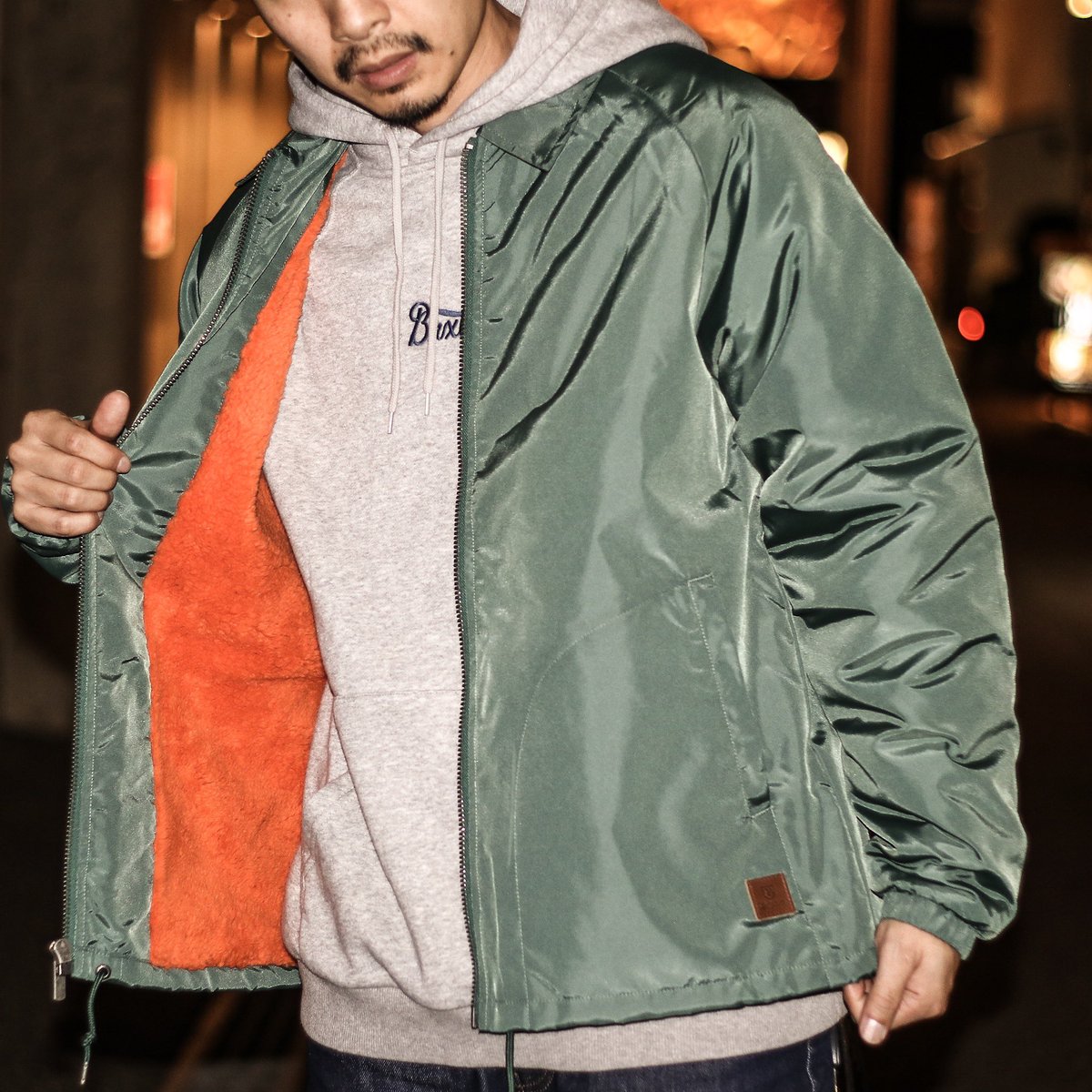 グリーン S ナイロンコーチジャケット Brixton