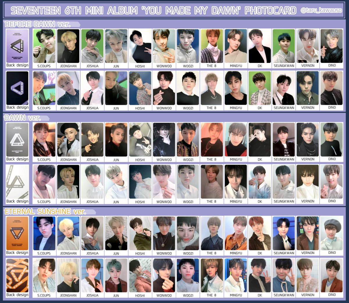 SEVENTEEN セブチ YOU MADE MY DAWN フォトカード トレカ一覧