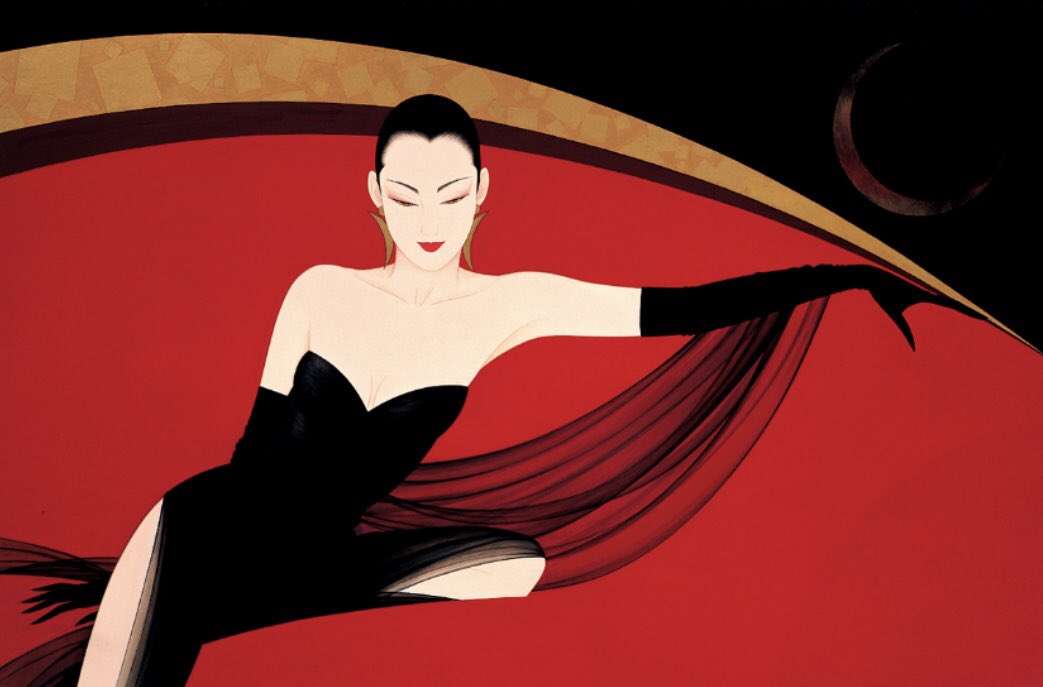 鶴田一郎の描く赤と黒の世界 #鶴田一郎 #美人画 #アートで日本を元気に