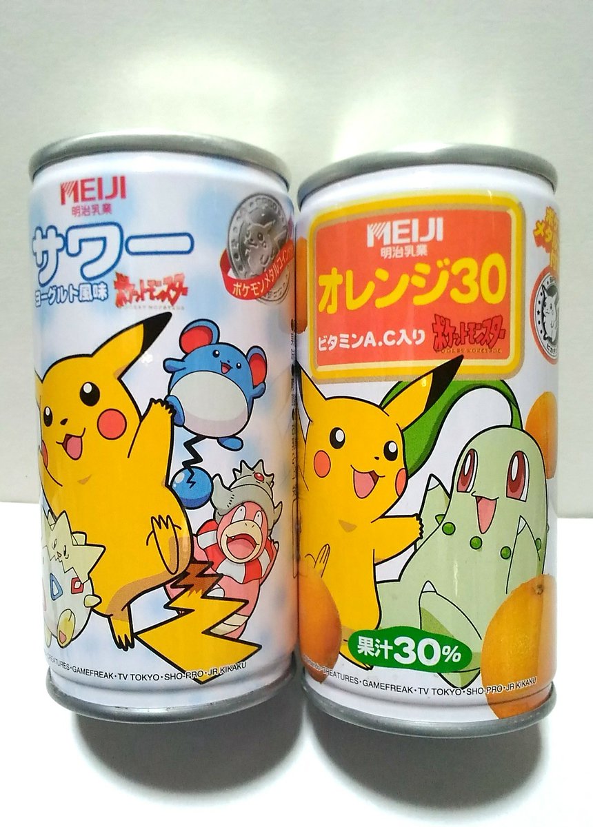 ポケモン初期の頃に明治乳業空発売されたジュースの空き缶。 オマケの