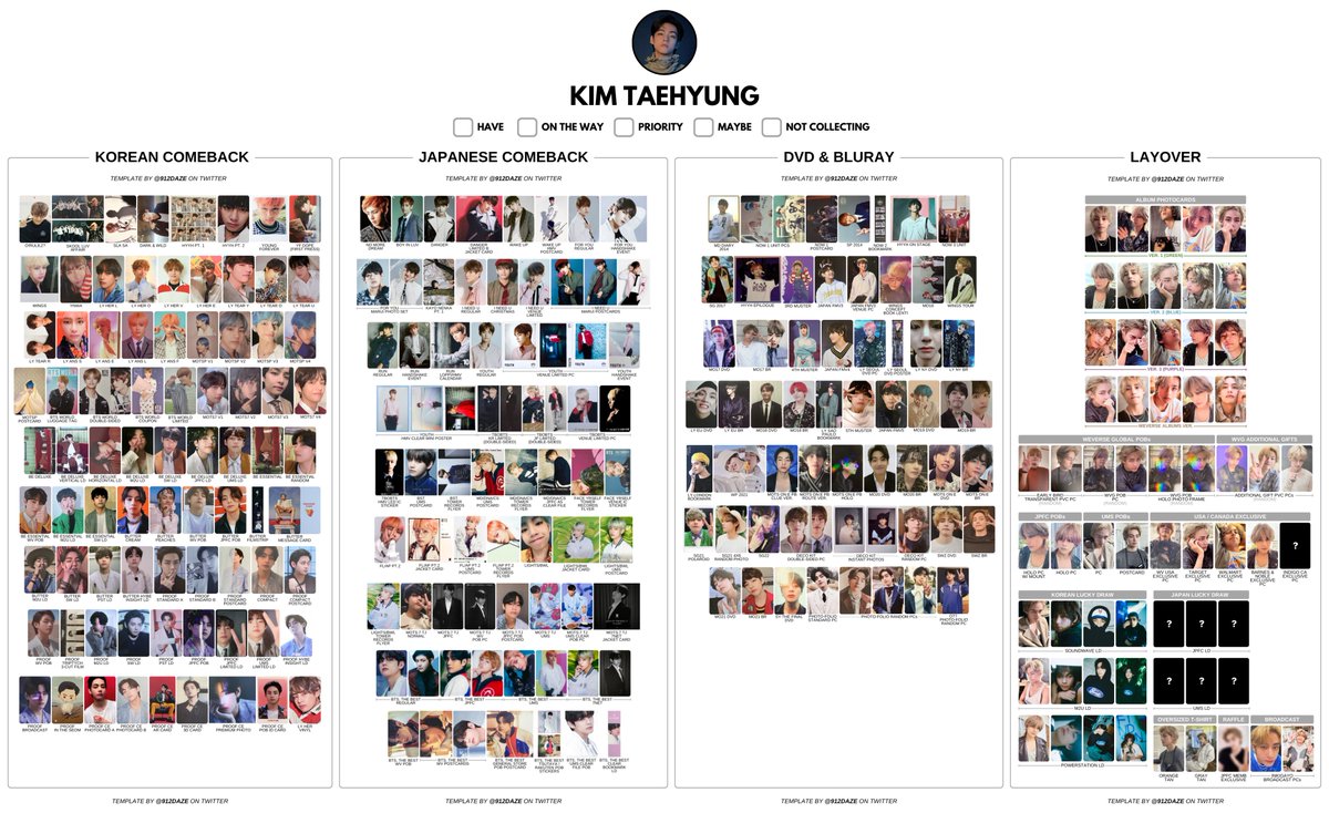 BTS TAEHYUNG PC PHOTOCARD WISHLIST WL TEMPLATE✨ ⭐️ V MEGA