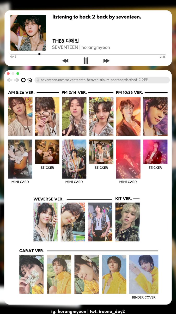 COMPLETE seventeen svt seventeenth heaven photocard template the8
