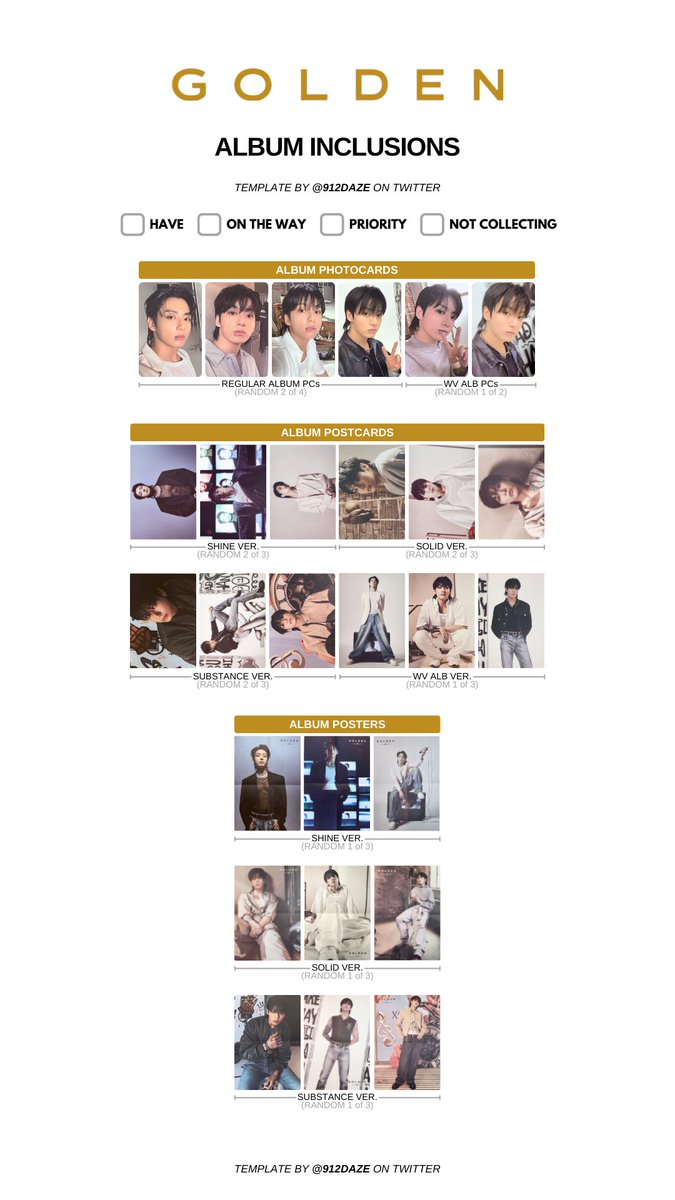 BTS JUNGKOOK PC PHOTOCARD WISHLIST TEMPLATES✨ JK - GOLDEN PC
