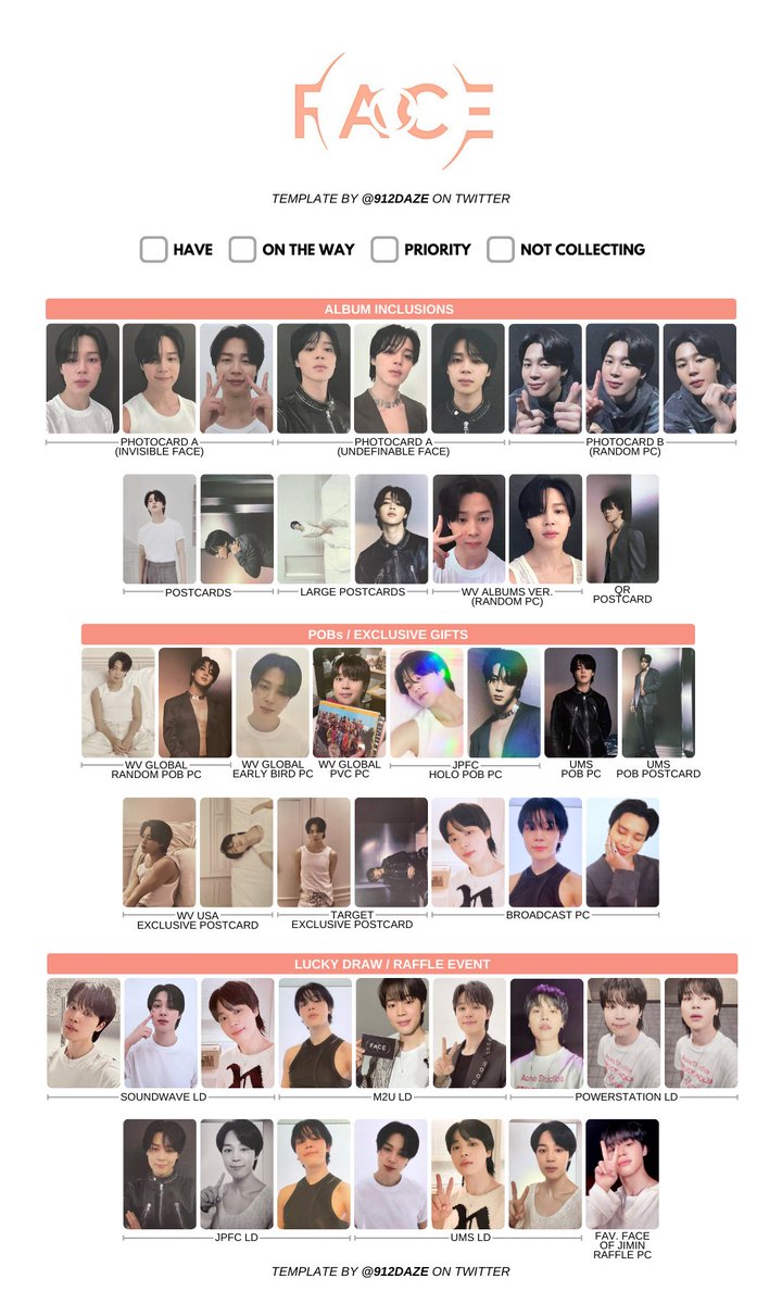 BTS JIMIN FACE PC PHOTOCARD WISHLIST TEMPLATES✨ ⭐️MAIN TEMPLATE
