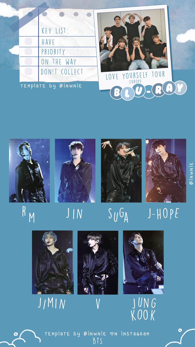 bts love yourself europe tour photocard templates dvd and bluray