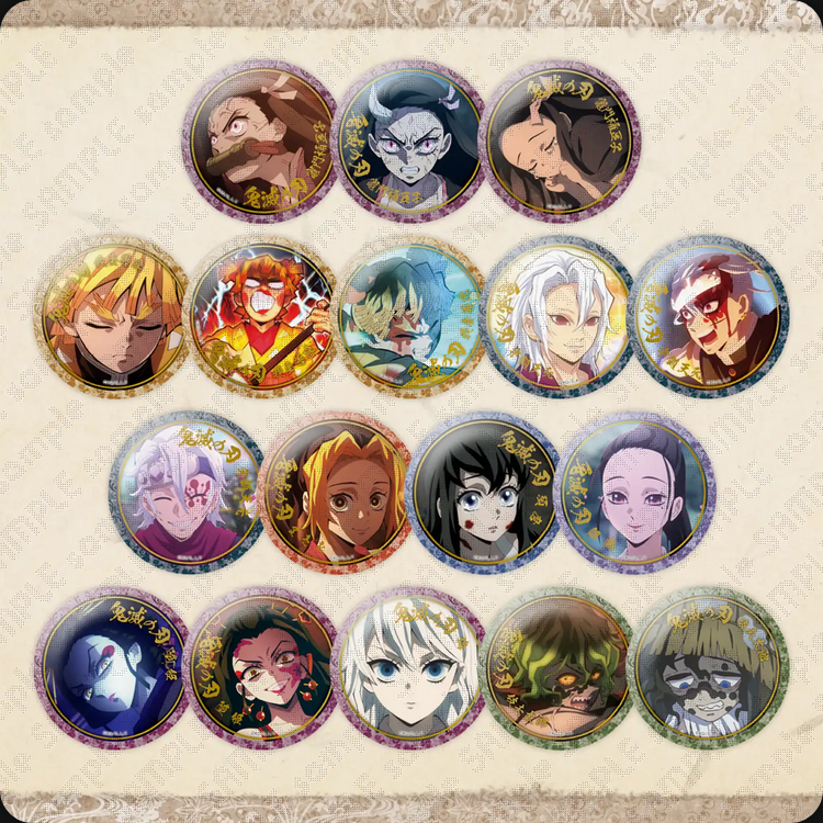 キャラクター絵巻カフェ -終ノ巻-】 ・箔押し57mmくじ引き缶バッジ