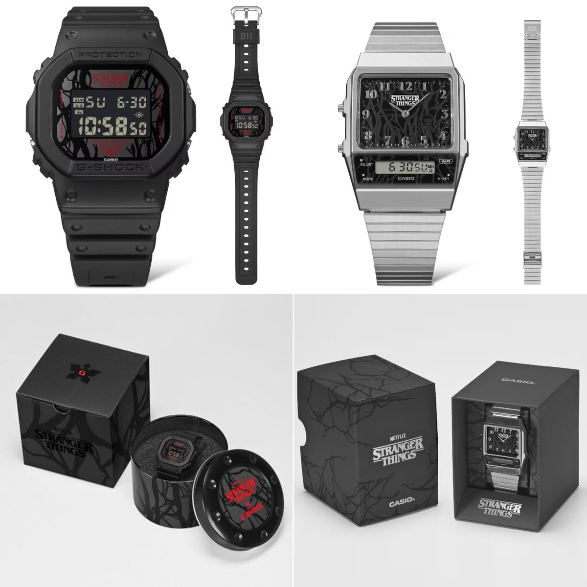 Stranger Things × G-SHOCK コラボ第2弾「DW-5600STT-1JR & AQ-800EST