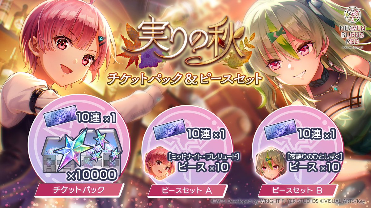 明日10:59まで！】 実りの秋 チケットパック＆ピースセット販売中