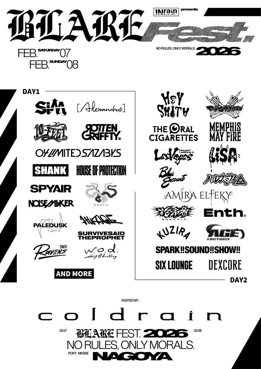 BLARE FEST. 2026】 📢チケット全種ソールドアウト📢 2日通し券・1日