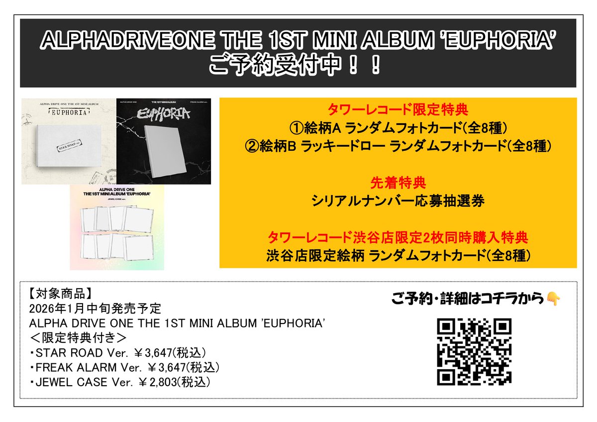 シリアル特典が追加決定／ #ALPHADRIVEONE THE 1ST MINI ALBUM