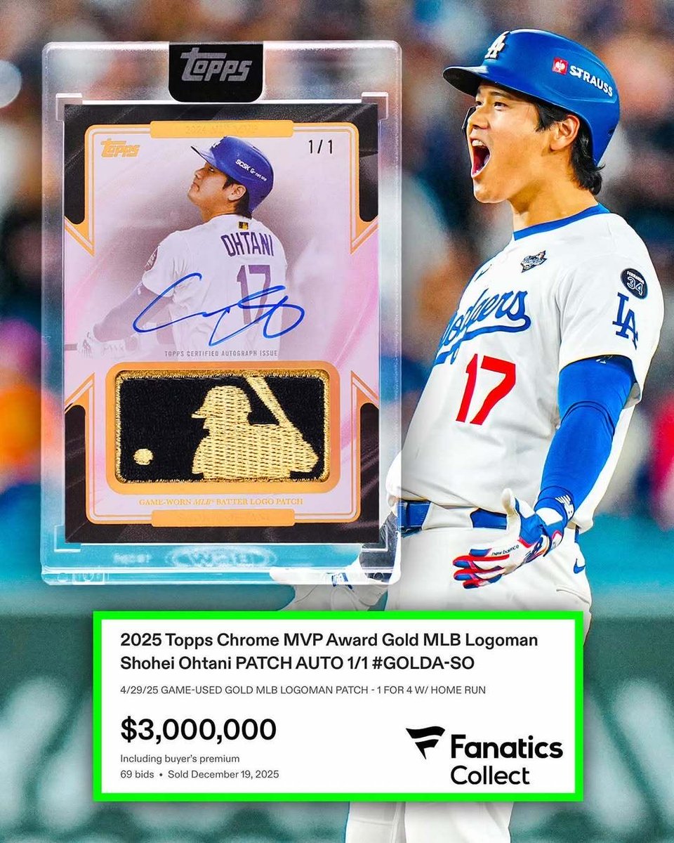 大谷翔平の1/1 ゴールドロゴマンパッチ・オートグラフカードが