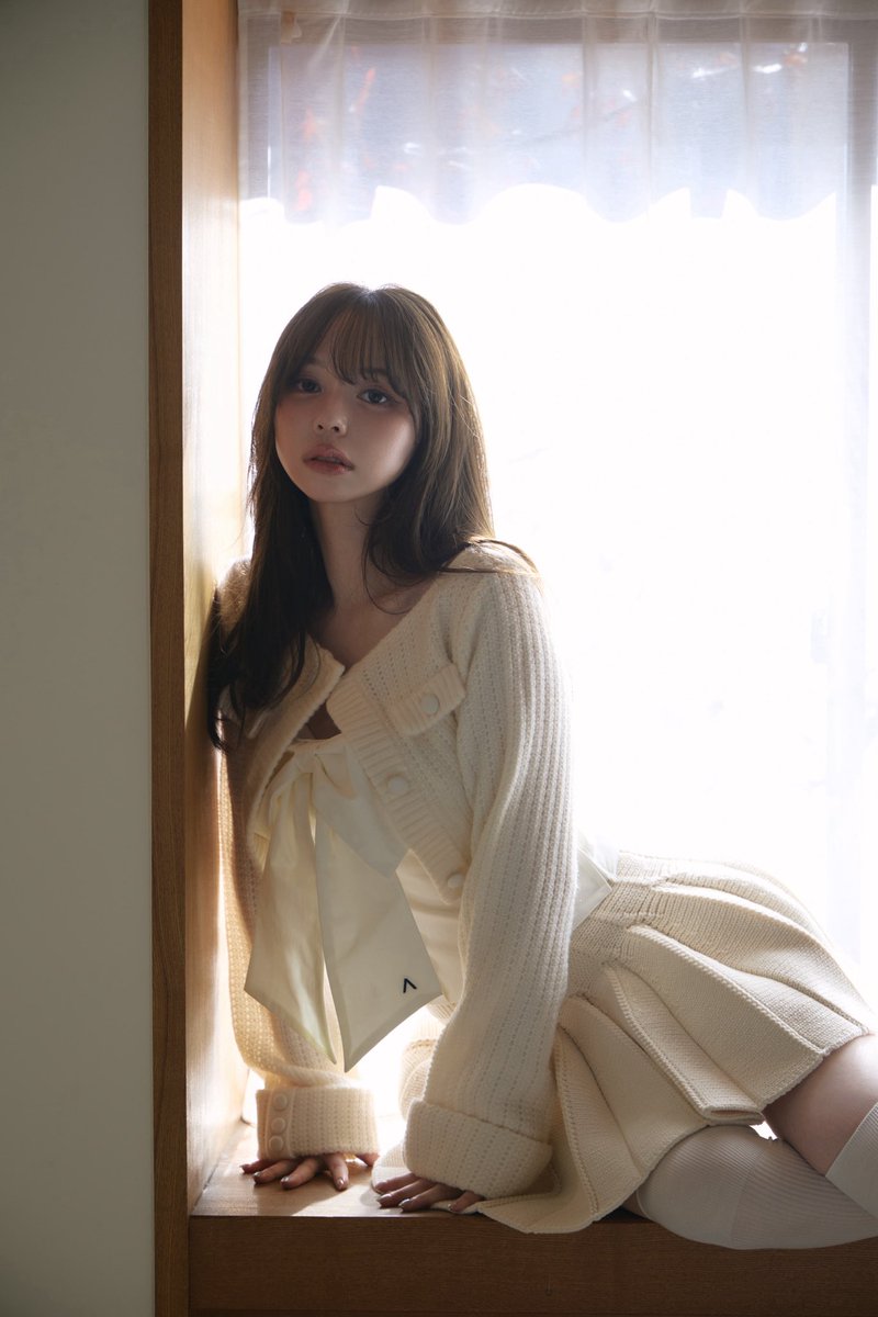 Twiggy tweed ribbon set tops color white/black ¥16,500-tax in