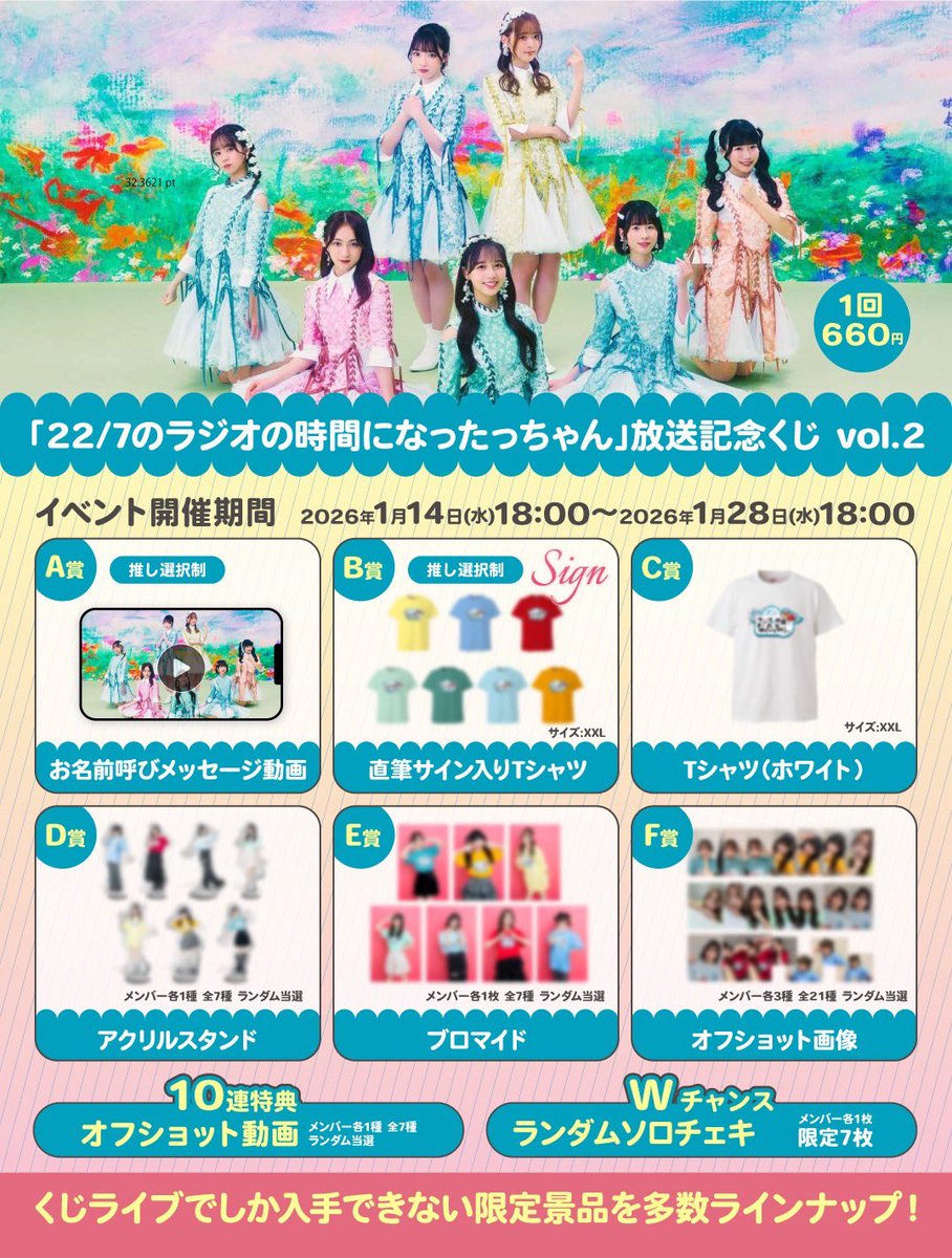 22/7のラジオの時間になったっちゃん」 放送記念くじvol.2 販売開始