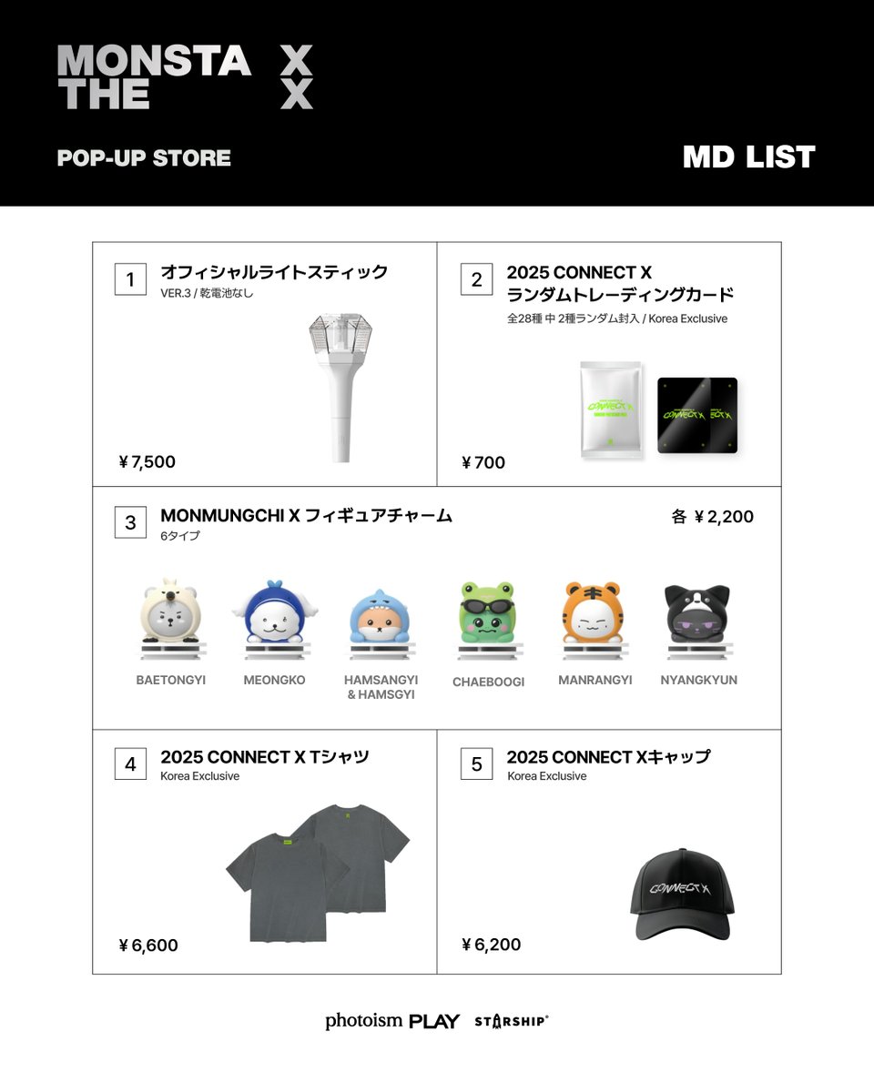 MONSTA X MINI ALBUM 『THE X』 POP-UP STORE ㅣMD LIST