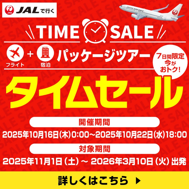 7日間限定✨ タイムセール開催中⏰ ＼ 飛行機＋宿泊セットの JAL利用の