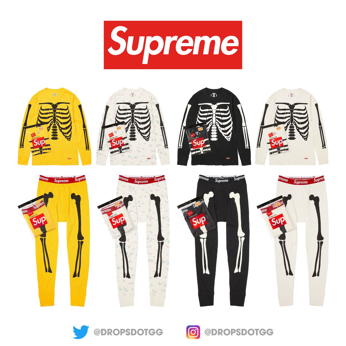 Supreme x Hanes Bones Thermal Crews & Pants 🩻🔥 Set to release