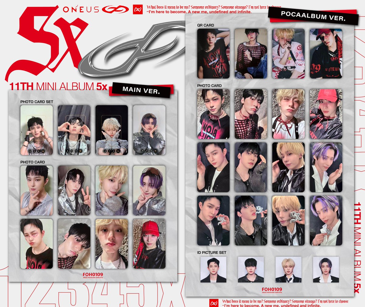 ONEUS Photocard Template 11th Mini Album - 5X Album Photocard 원