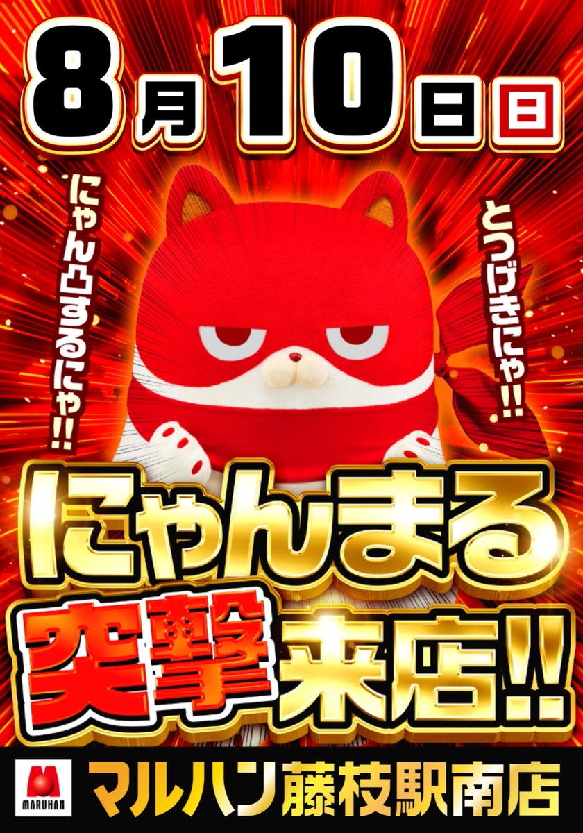 にゃんまる来店】 明日10日(日)は 藤枝駅南店に、にゃんまる来店