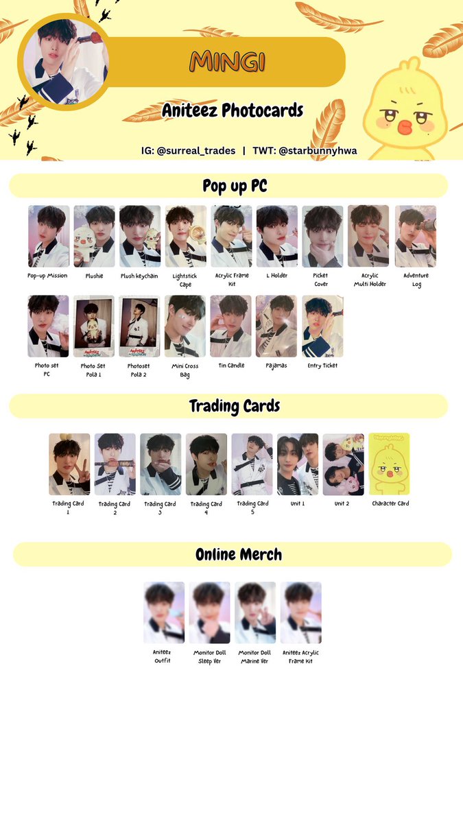 ミンギ ANITEEZトレカ一覧 ありがたやぁ〜🙏✨ THANXX always💛 #MINGI