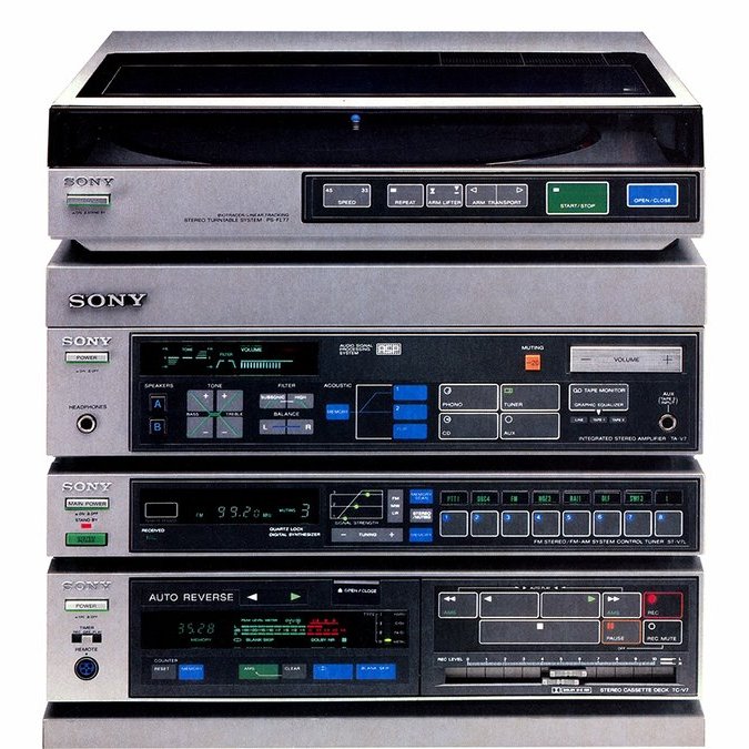 In 1983, Sony introduced the Liberty V7 Hi-Fi system, comprising a