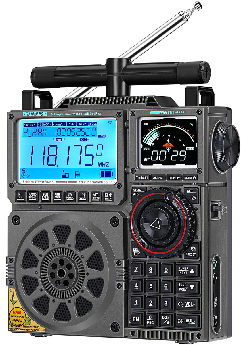 ZHIWHIS BCLラジオAM FM CB LW AIR VHF UHF SW SSB T型アンテナ付き/技