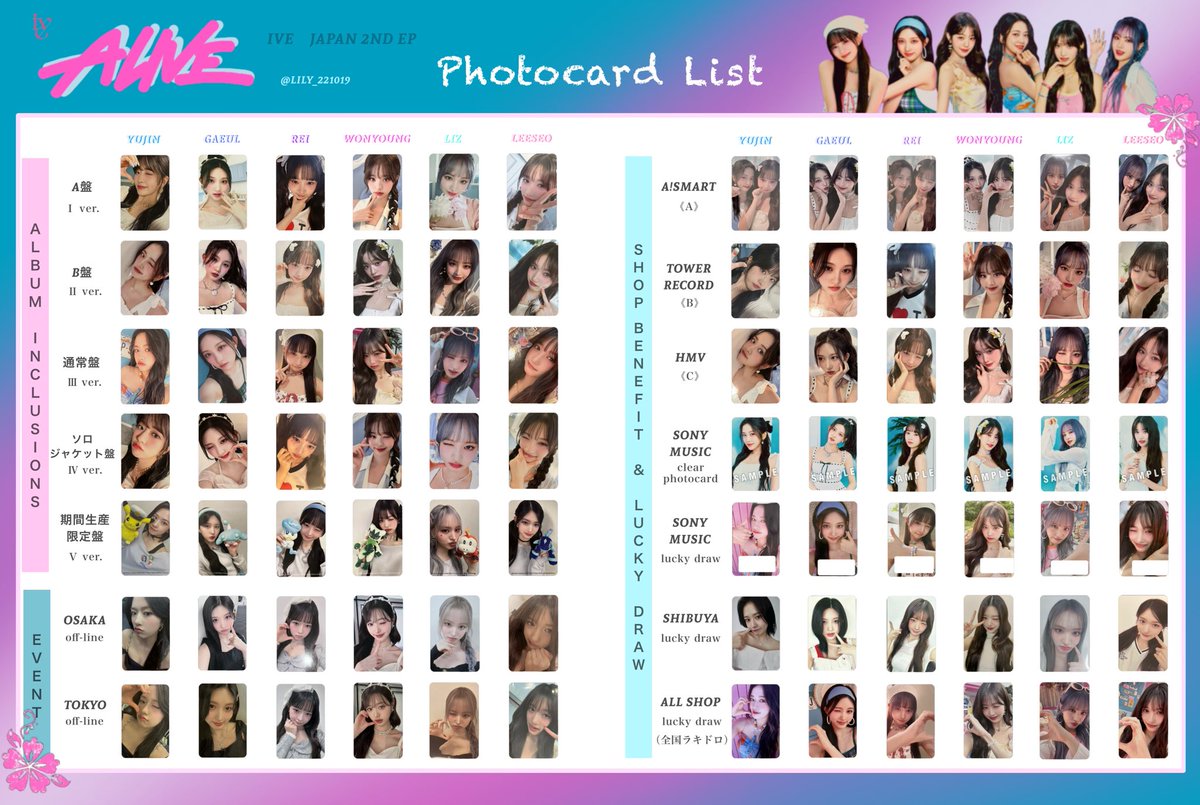 ALIVE】 IVE JAPAN 2ND EP 全員 封入&特典 トレカ一覧 💠Photocard