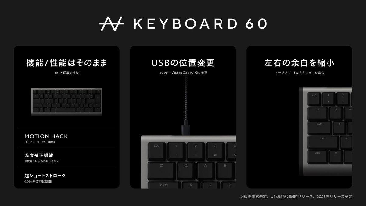 🔔新製品➀「ZENAIM KEYBOARD 60」 2025年、US/JIS配列同時リリース