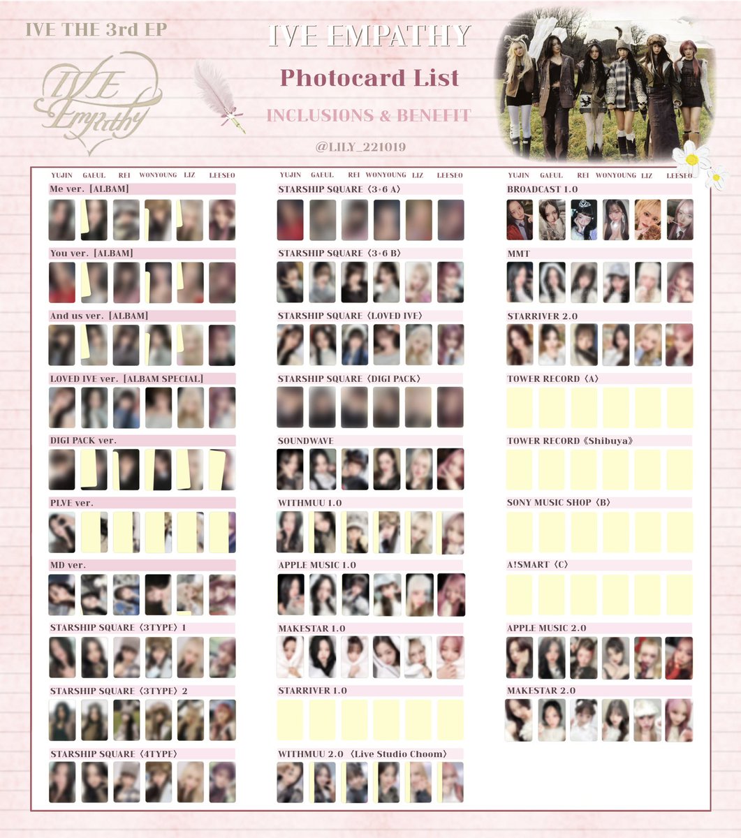 IVE EMPATHY】 封入&特典 全員 トレカ 一覧 💌Photocard List ver.4