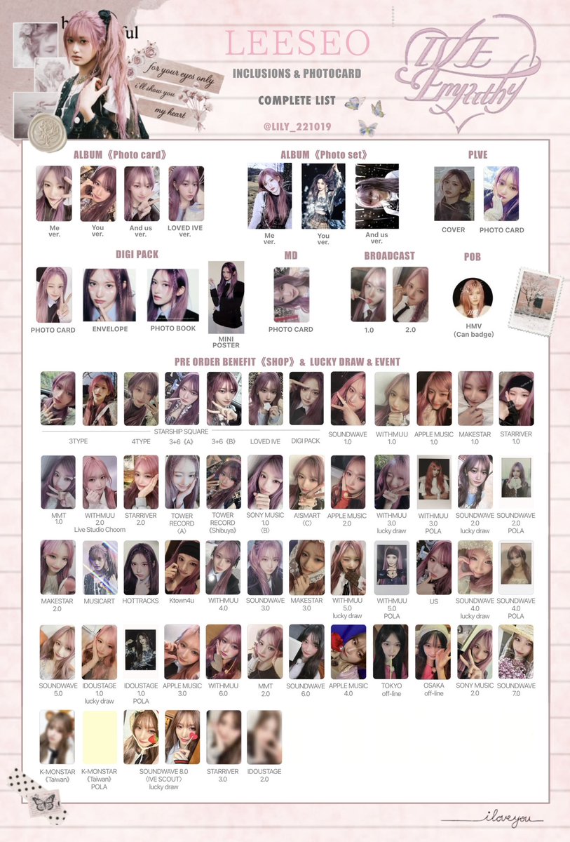 IVE EMPATHY】 封入&特典 トレカ 一覧 🌼Complete List ver.13 追加