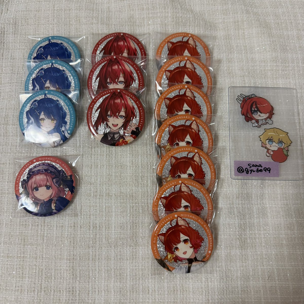 にじさんじ 8th Anniversary 8周年 グリッター缶バッジ A B Cグループ