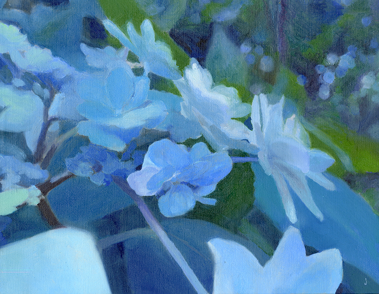 青い花 2022年 油絵具、キャンバス F6 (318×410mm) #絵画 #油絵具 #花