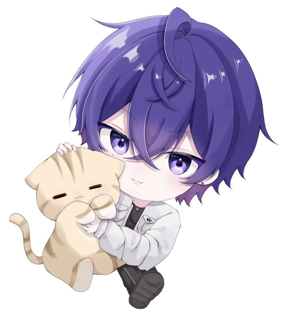 猫の日 ₍ᐞ•༝•ᐞ₎◞ ̑̑ 心音くんとつきちゃん🐾💜 #しおんあーと #心音くん