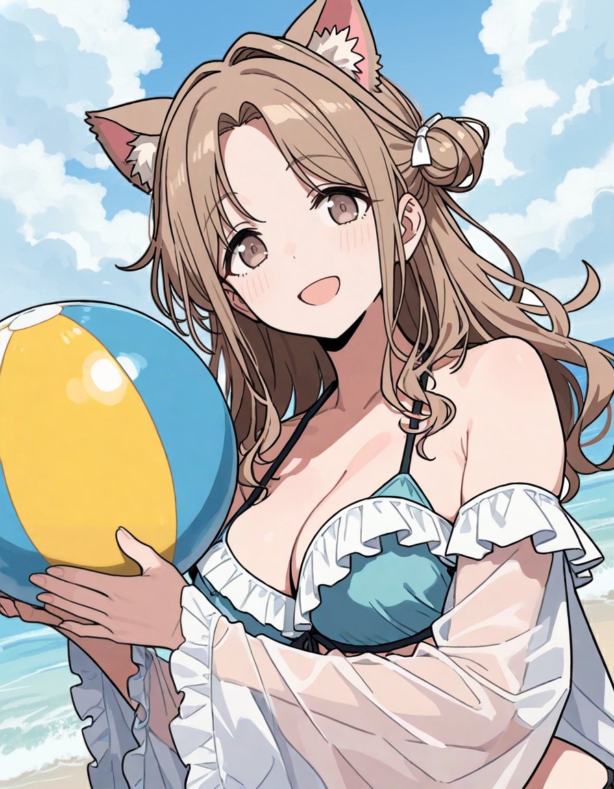 ビーチ猫川雛菜 SFW illustration. #市川雛菜 #猫の日