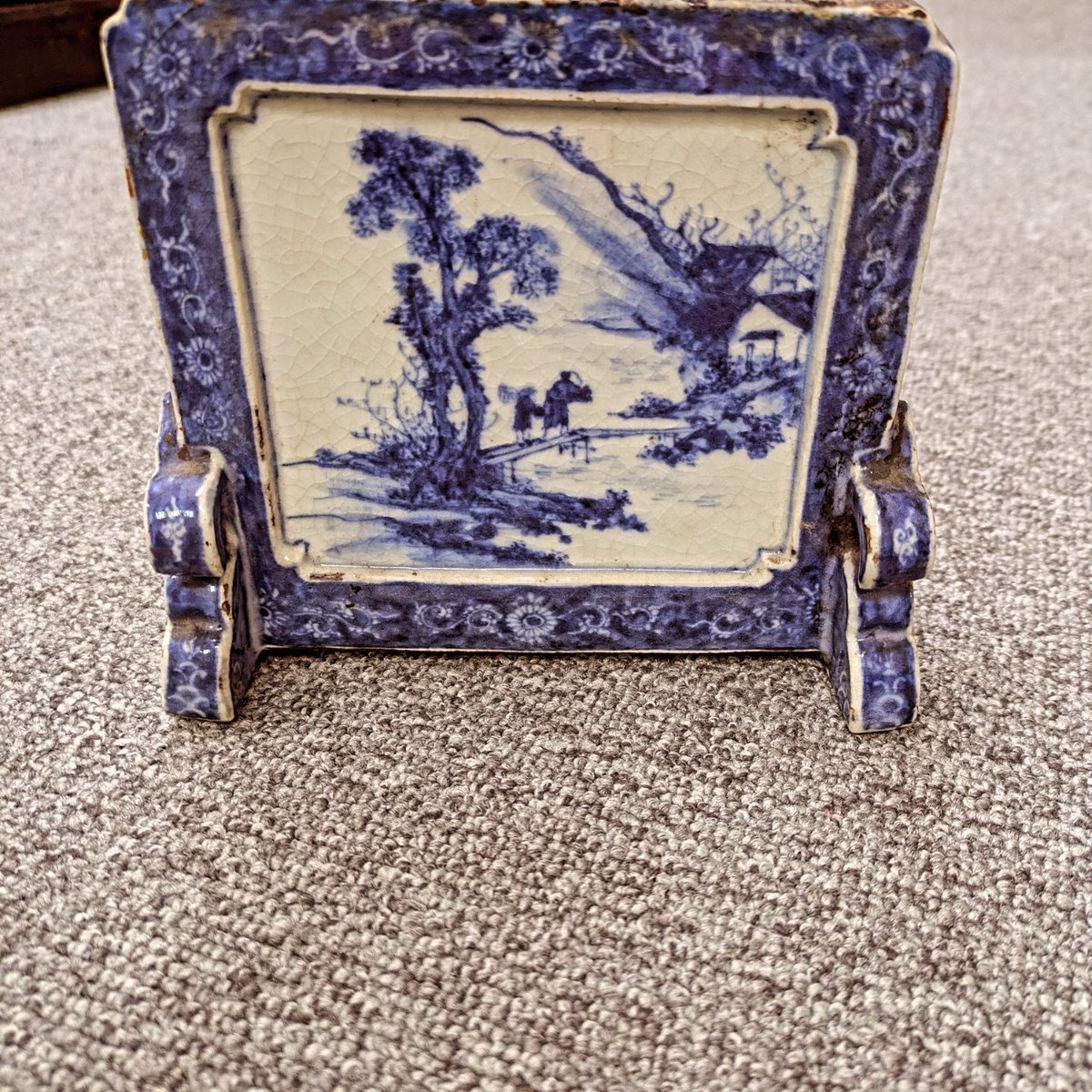書道具 染付 硯屏 #古美術#骨董品#掛軸#書道具#茶道具#煎茶道具#出張