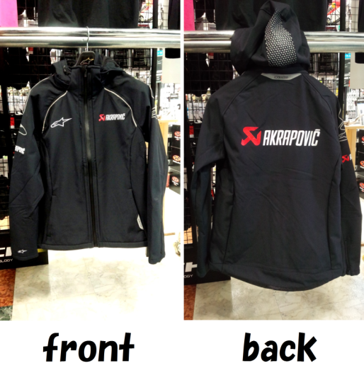 alpinestarsとAKRAPOVICのコラボパーカーがやってきました : パーツ