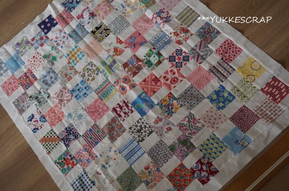 今週のパッチワーク ～ つなぎ初め フィードサックのベビーキルト